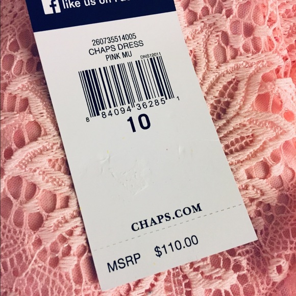 CHAPS size 10 Pink Lace Dress NWT 3/4 Sleeves ๐๐ - Picture 6 of 8